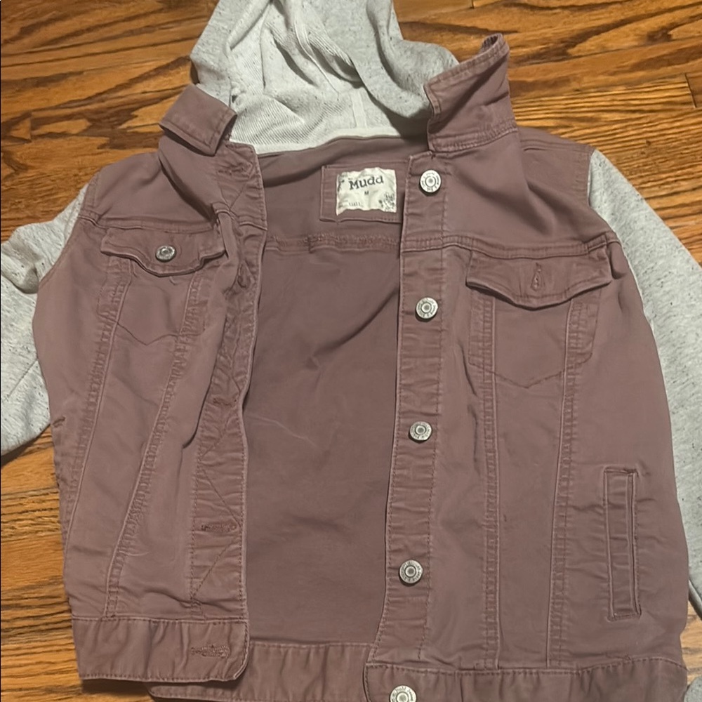 Mudd Women's Dusty Rose and Light Gray Jean Jacket